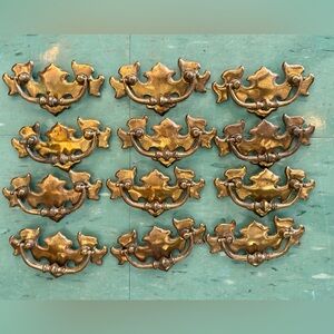 12 brass drawer pulls dresser handles vintage ornate